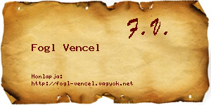 Fogl Vencel névjegykártya